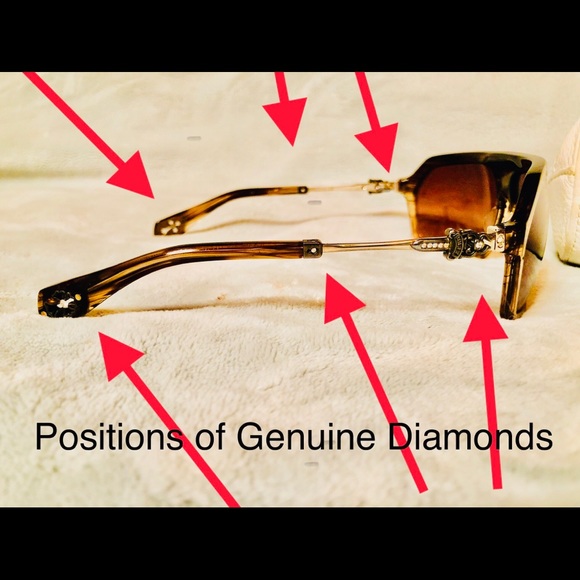 GENUINE DIAMOND accent CHROMED HEART Sunglasses With original case and wipe. - Picture 9 of 15